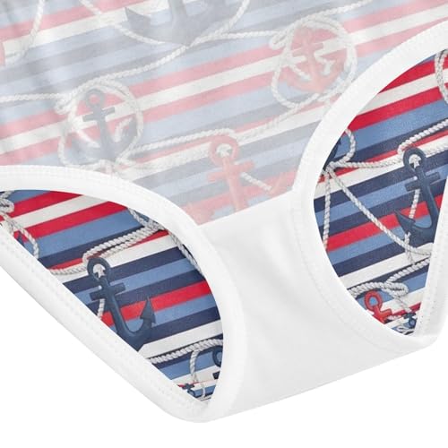 Red Blue Stripes Toddler Underwear Girls, Cotton Girls Underwear, 2T–8 Years4