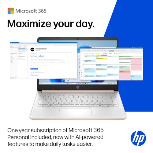 HP 14" 2026 Laptop, Intel Processor, Copilot AI, Office 365, 128GB Storage | 1TB Cloud Storage, Wi-Fi 6, HDMI, Long Battery Life, Pale Rose Gold, Windows 11 Home for Students & Everyday Computing - image 3