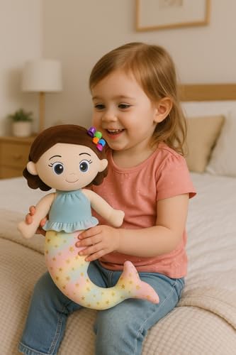 Image of Medium Size 48 CM Mermaid Soft Toy Doll | Multicolor Eyes Fish Girl Plush Toy | Soft Stuffed Doll for Kids & Girls