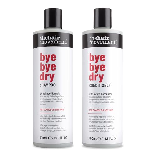 The Hair Movement - Bye Bye Dry Shampoo and Conditioner Set - Coconut Oil - Sulphate Free - Paraben Free - Moisturising Hair Shampoo - Salon Professional Conditioner to Deeply Nourish Dry Hair