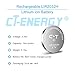 CT-ENERGY Lir2032h Battery 2pcs Rechargeable for Key Fob,3.7V High Capacity 70mAh Rechargeable cr2032 Button Cells Batteries