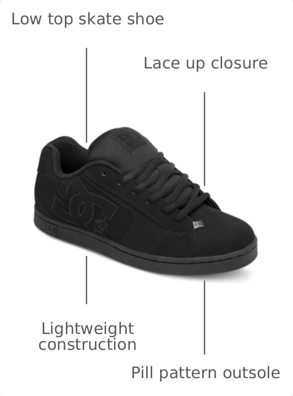 Image of DC Mens Net Low Top Lace Up Casual Skate Shoe Sneaker