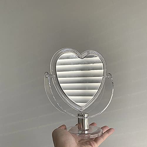 Espejo para maquillaje acrílico doble cara corazón blanco