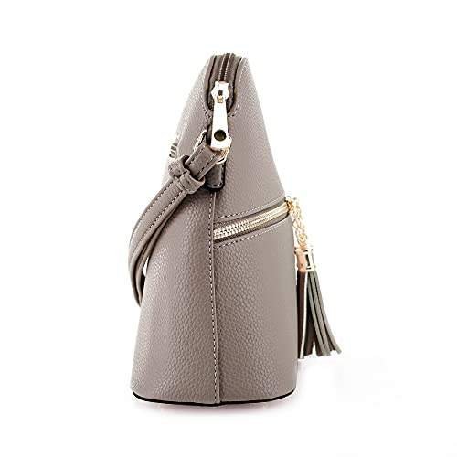 Image of SG SUGU Lunar Lightweight Medium Dome Crossbody Bag Shoulder Bag with Tassel | Zipper Pocket | Adjustable Strap