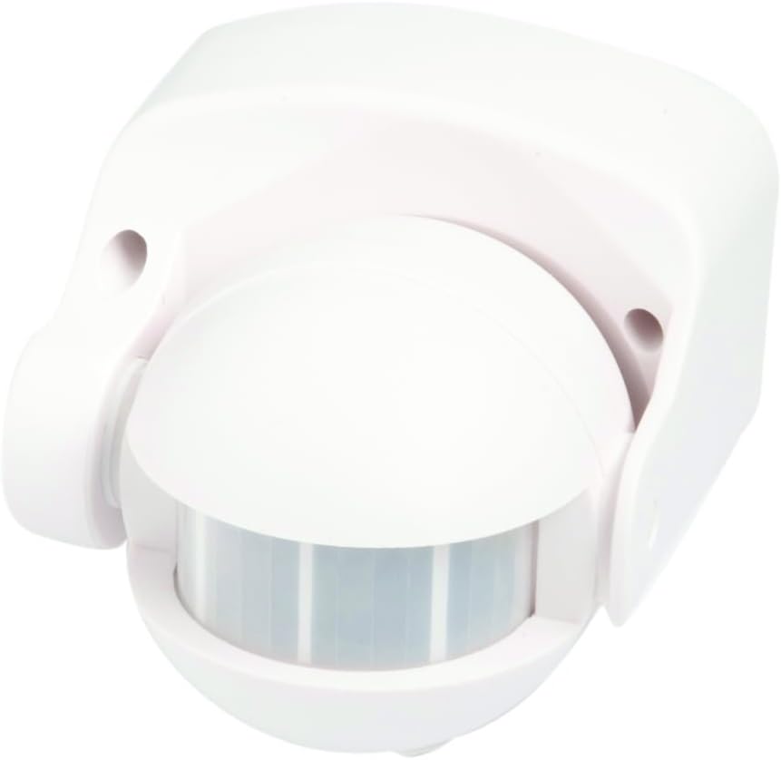 LED Robus Group 180° White Motion Sensor Outside Lights Movement Detector / 240V PIR Motion Sensor for Outdoor Floodlight, Small Eyeball White PIR Movement Detector for Garden Lights