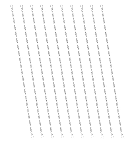 ValueBargain 10 Stück Metallkette zum Aufhängen, Ketten zum Aufhängen 50cm Blumenampel Ketten für Blumentöpfe, Vogelhäuschen & Windspiele, Stabile Haken (Silber)