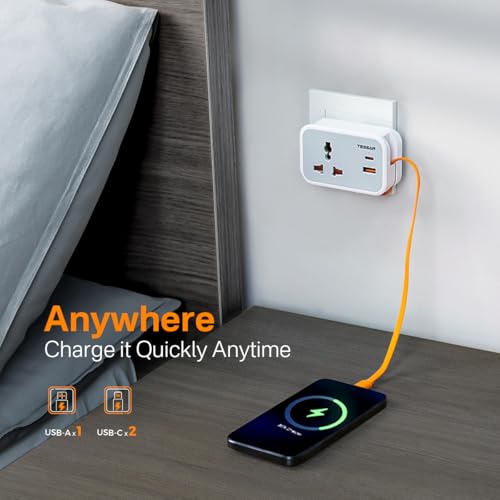 Image of TESSAN Universal Travel Adapter, Worldwide International Travel Adapter, for 150+ Countries, 20W GaN Fast Charging, USB-C PD & QC 3.0 USB-A for Laptop, Phone, MacBook,