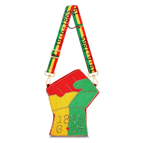 Image of Juneteenth Purse for Women Beaded Afro Freedom Crossbody Purse Shoulder Bag Black History Month African Outfit Gift