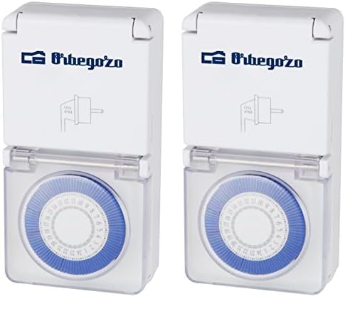 Orbegozo PG 10, Temporizador Enchufe, Programador 24 Horas, Reduce el Consumo, intervalos de 15 Minutos, Uso fácil, Potencia 3680 W (Paquete de 2)
