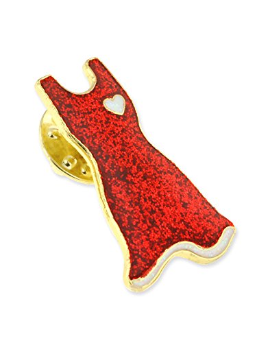 Pinmart Heart Disease Awareness Enamel Lapel Pin – Gold Plated Glitter Red Dress Pin – Support Heart Health – Jewelry Brooch Pin With Secure Clutch Back #TOP1