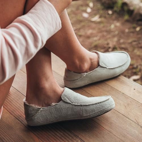 Image of OLUKAI Nohea Slipper, Women's Slip-On Shoes, Genuine Shearling & Premium Nubuck Leather, Drop-In Heel Design, Cozy & Ultra-Soft Comfort Fit