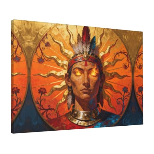 Sun God Rays toile murale moderne encadrée 40x61 cm pour la décoration du salon