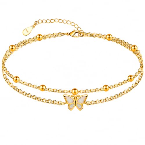 Image of CHIC & ARTSY 925 Sterling Silver Ankle Bracelets for Women, Adjustable Layered Foot Chains with Nature & Symbol Charms, Lightweight Comfort Fit Boho Beach Everyday Jewelry