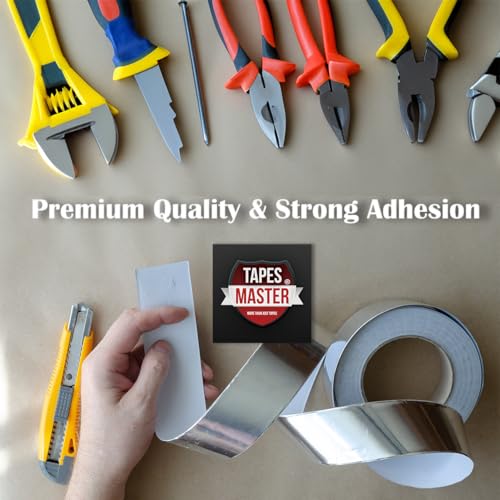 Image of Tapes Master Aluminum Foil Adhesive Tape, 3 Inch x 55 Yards, Silver, Non-Conductive Acrylic Adhesive