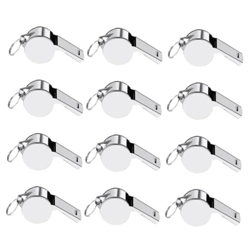 12 silbatos deportivos acero inoxidable con cuerda miniatura 1