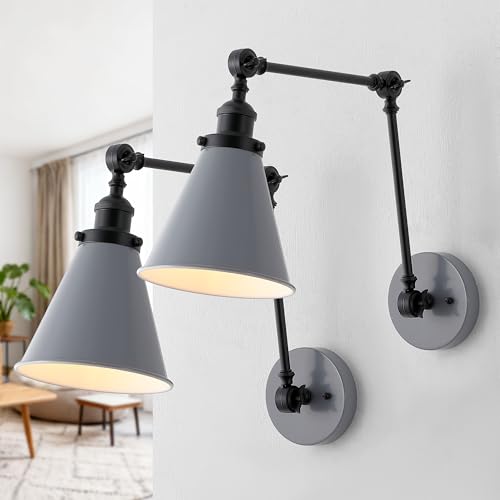 Image of JONATHAN Y Rover 1-Light Wall Sconce 7 inch, Gray /Black, Set of 2