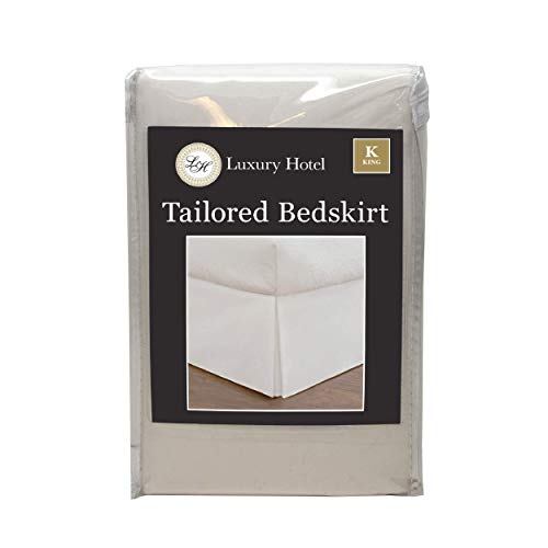 Lux Hotel Microfiber Tailored Style Bed Skirt With Classic 14 Inch Drop Length, King, Ivory #TOP6