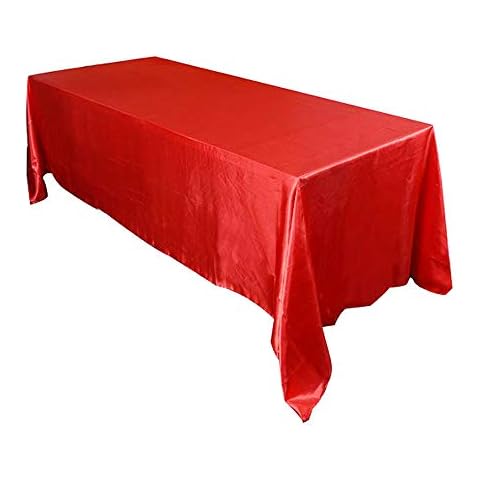 BIT.FLY 228 x 335 cm Rectangular Satin Tablecloth for Wedding/Party/Events Decoration red Cover