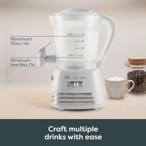 Image of Nostalgia NRHCM32WHT6A Retro 32-Ounce Hot Chocolate, Milk Frother, Cappuccino,Latte Maker and Dispenser