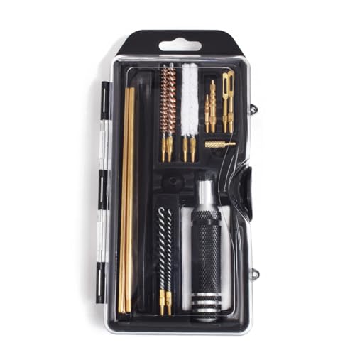 Motanar .177 Cal & .22 Cal Airgun Cleaning Kit with Nylon Brush Cotton Mop Brass Cleaning Rod Bore Brush Jag in Black Organizer Compact Case