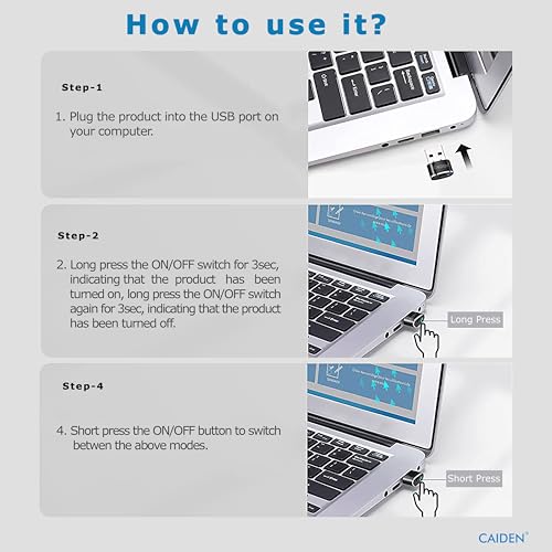 Image of CAIDEN Auto Clicker Mouse & Jiggler Automatic Shaker Mover Undetectable Device with On /Off & Mode Switch | USB Plug & Play for Laptop & Desktop | Mouse Auto Clicker for Work from Home & Gaming