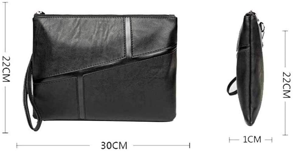 Men's Clutch Bag,Fashion Leather Handbag PU Leather Bag Classic Black Large Capacity Envelope Bag2