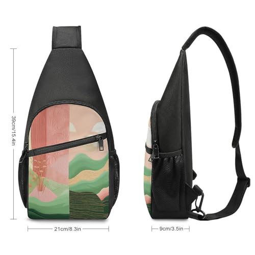 Bolso Sling Pequeño para Senderismo Color Esmeralda y Durazno miniatura 2
