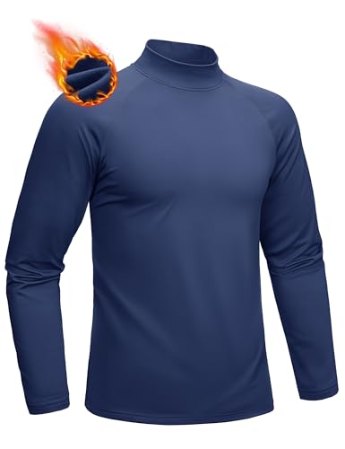 MAGCOMSEN Men's Thermal Shirt, Fleece Lined Long Sleeve Undershirts, Athletic Warm Base Layer Winter Top