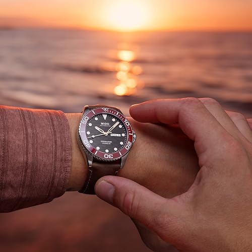 Image of MIDO Ocean Star 200C - Swiss Automatic Diving Watch for Men - 42.5mm Stainless Steel Case - Rotating Ceramic Bezel - Wave-Design Dial with Day,Date Calendar