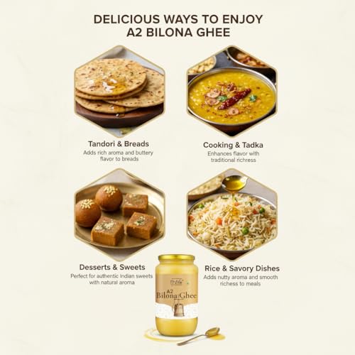 Image of LILA DRY FRUITS A2 Bilona Cow Ghee 100 ML | Traditional Hand Churned Desi Ghee from Curd Using Bilona Method | Rich Aroma & Grainy Texture for Cooking & Daily Use Must have Kitchen Essentials