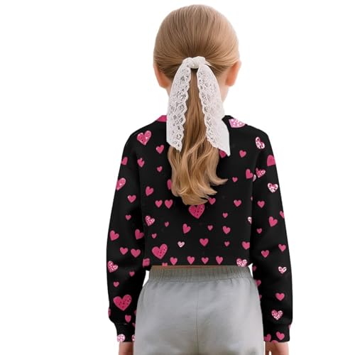 Crop Tops for Kids Girls Long Sleeve Sweatshirts Athletic School Workout Pullover Top Fall Clothes 5-14Y2