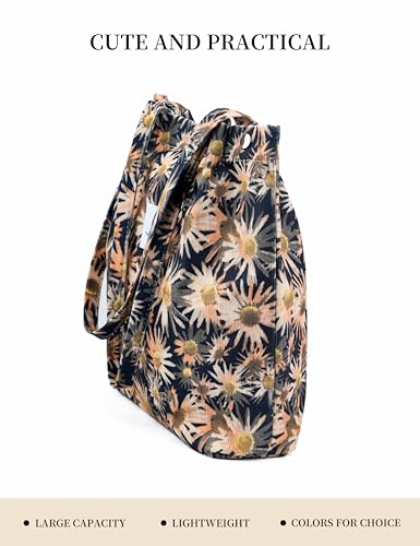 Image of Corduroy Tote Bag Cute Tote Bags for Women Shoulder Bag with Inner Pocket for Work Beach Travel and Shopping Grocery