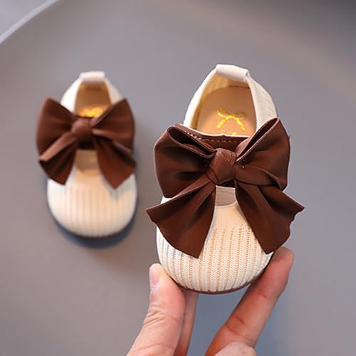 Baby Girl Shoes Mary Jane Flats Soft Anti-Slip Rubber Sole Bowknot Princess Wedding Dress Shoes for Newborn Infant3
