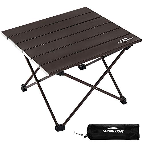 soomloom キャンプ テーブル アウトドアテーブル アルミニウム合金製 超軽量 折畳式 耐荷重30㎏ 収納ケース付き (ブラウン)