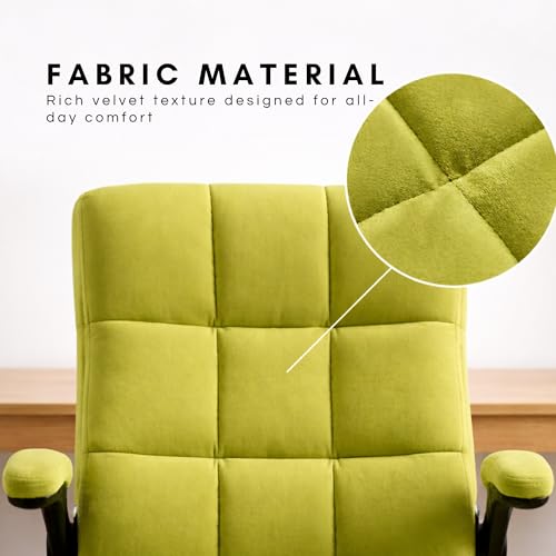Image of LAKDI Furniture Co Premium Velvet Fabric High Back Office Chair with Adjustable Tilt, Flip-Up Arms, Ergonomic Thick Padding | Executive Boss Chair-111011268-02-Green | 5 Years Warranty & Free Assembly