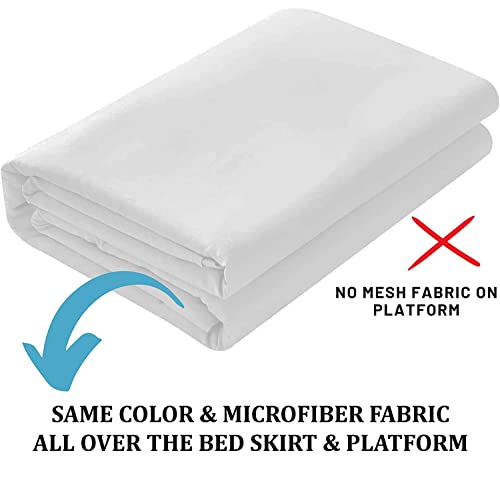 SKY-BEDDINGS-Bed-Skirt-King-Size-Ruffled-Bed-Skirt-with-Split-Corners-King-16-Inch-Drop-Dust-Ruffle-Bed-Skirt-with-Platform-Three-Sided-Coverage-100-Microfiber-Bed-Skirt-White SKY BEDDINGS Bed Skirt King Size Ruffled Bed Skirt with Split Corners King 16 Inch Drop Dust Ruffle Bed Skirt with Platform Three Sided Coverage 100 Microfiber Bed Skirt White