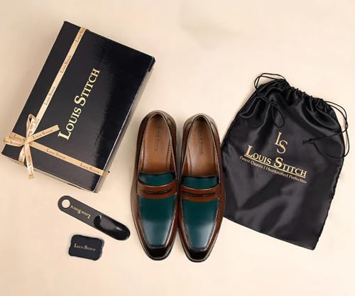Image of LOUIS STITCH Men's Formal Shoes - Leatherette, Breathable Lining, Moccasins Style | Comfortable for Business, Casual, Parties | Double Tone Finishing (SXMCDS)
