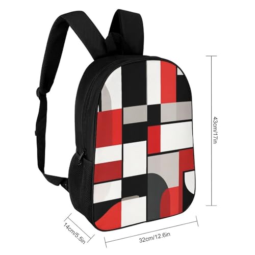 17 Inch Carry On Bookbag with Adjustable Shoulder Straps Red Black Grey White Art (3) Outdoor Travel Gym Backpack Unisex-Adult Sport Bag2