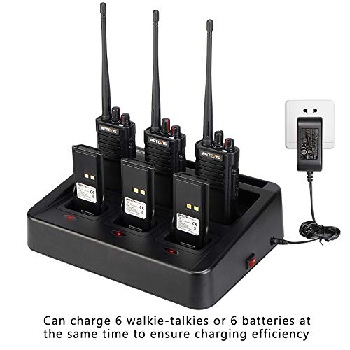 Retevis RT29 Walkie Talkie, Walkie Talkie Professionale con Caricatore a Sei Vie, Batteria Grande da 3200 mAh, 16 Canali, Monitor di Scan VOX TOT, Walkie Talkie a Lunga Distanza (6 Pezzi, Nero) - Image 4