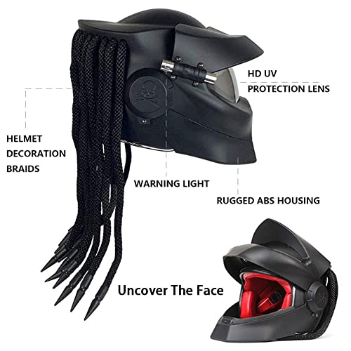 Robot Motorcycle Helmet,Revealable Lens Motorcycle Full Face Helmet,Dot Safety Standards,Adult Unisex, Suitable For All Seasons,Matt Black,Xl #TOP3