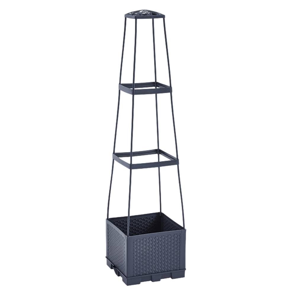 Self-Watering Raised Garden Bed with Adjustable Trellis, Vertical Box for Climbing Plants Tomatoes Peas Flowers, Indoor Outdoor PP Plastic Grow Container,(3 Evels-Vine Woven)