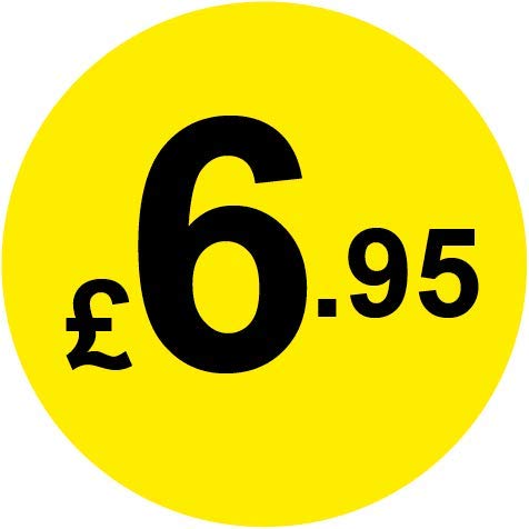 Permanent Adhesive - Black & Yellow 30mm Price Stickers/Labels from £5.45 to £17, 1000, £6.95 — image 1