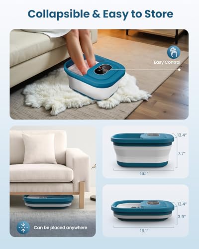 Touch-Control-Panel des COMFIER Fußbads mit 3 Temperaturstufen von 30-48°C und 2 Massage-Modi für personalisierte...