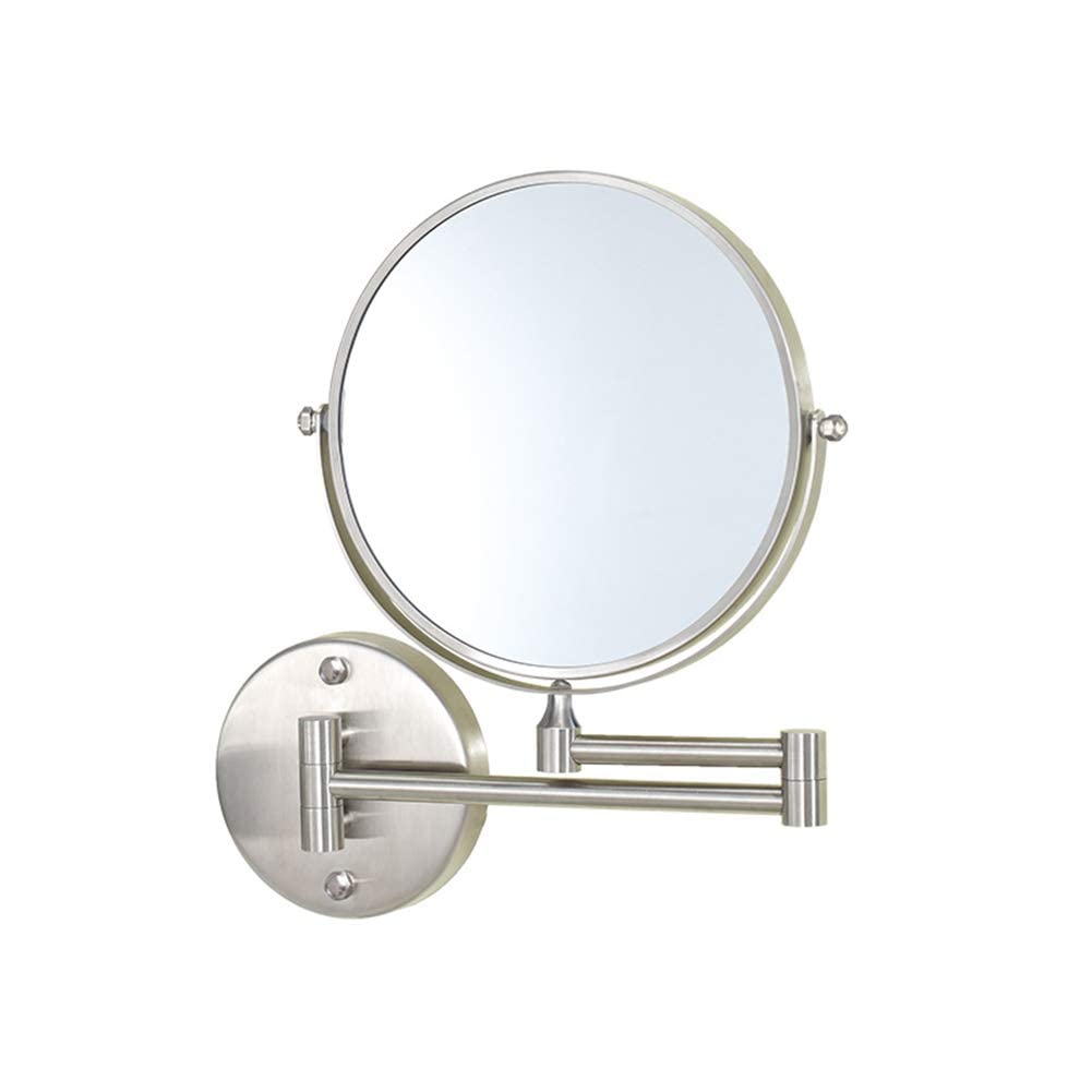LCARY8-Inch Wall Mounted Makeup Mirror, 3X Magnification Round Shape Two-Sided 360° Swivel Adjustable Height Extendable Bathroom Cosmetic Vanity Mirror Chrome