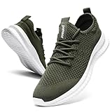 GLYGML Men's Walking Running Shoes Slip On Sneakers Non Slip Athletic Sports Tennis Fitness Casual Workout Gym Shoes Lightweight Trainers Fashion Soft Comfortable Shoe Army Green Size US 12