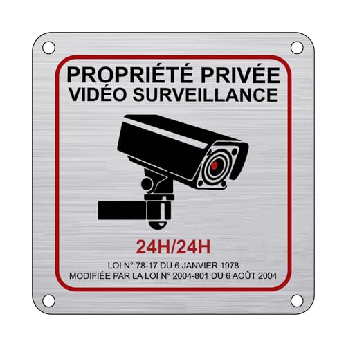 Flintronic Panneau Camera Surveillance Aluminium, 15×15 cm Sécurité de La famille 24H Vidéo Panneau Camera Surveillance avec Autocollant et Trous...