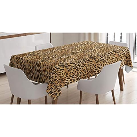 ABAKUHAUS marrón Mantele, Estampado de Leopardo, Fácil de Limpiar Colores Firmes y Durables Lavable Personalizado Cover
