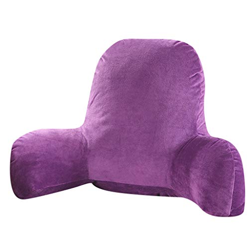 Cengnian Reading Pillow, Standard Bed Pillow With Armrest, Back Backrest For Sitting In Bed, Reading & Bed Rest Pillows, Solid Color Back Pillow For Bed, Bed Chair Arm Pillow (Purple) #TOP2