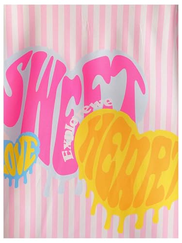 Floerns Girl's Striped Button Down Shirts Short Sleeve Letter Print Blouse Tops3