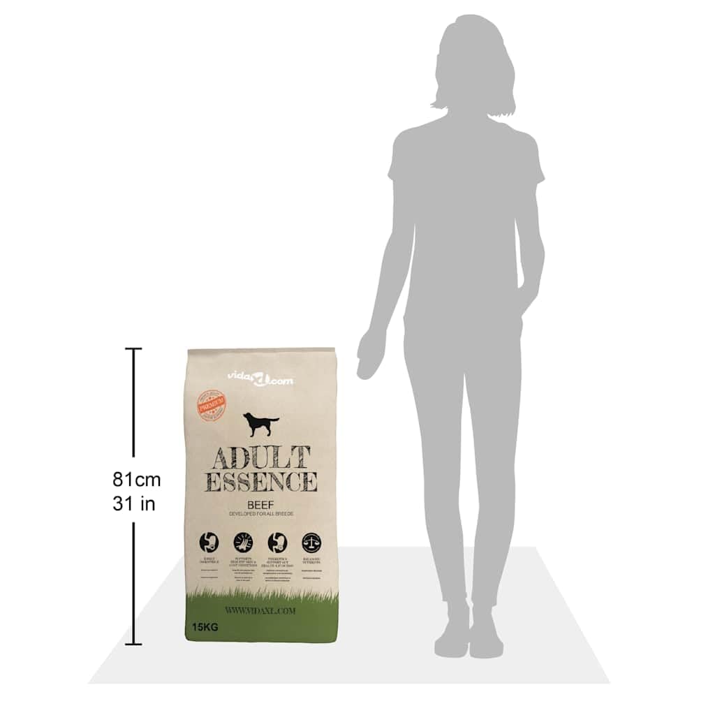Cibo secco per cani Adult Essence Beef, 15 kg, alimento equilibrato con prebiotici, vitamine e minerali